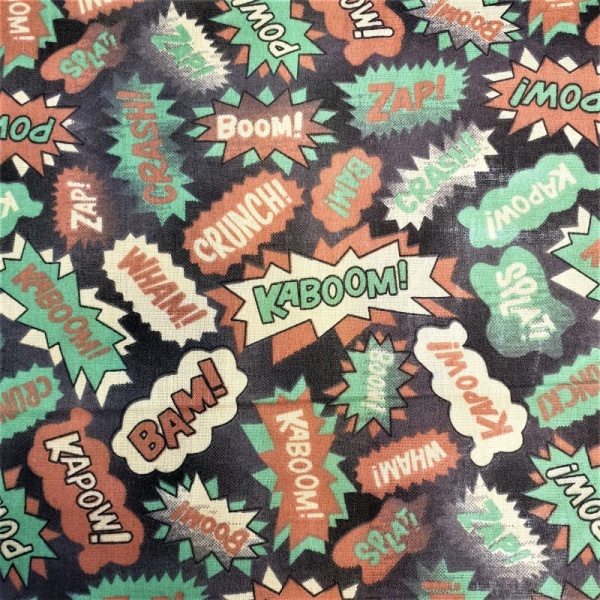 Polycotton  KAPPOW WHAM BAM GREEN